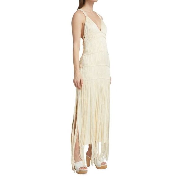 Jonathan Simkhai Cream Fringe Maxi Dress - Picture 2 of 6